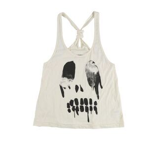 Gorilla Buffet Womens Skull Razerback Knotted Racerback Tank Top, Beige, NWT